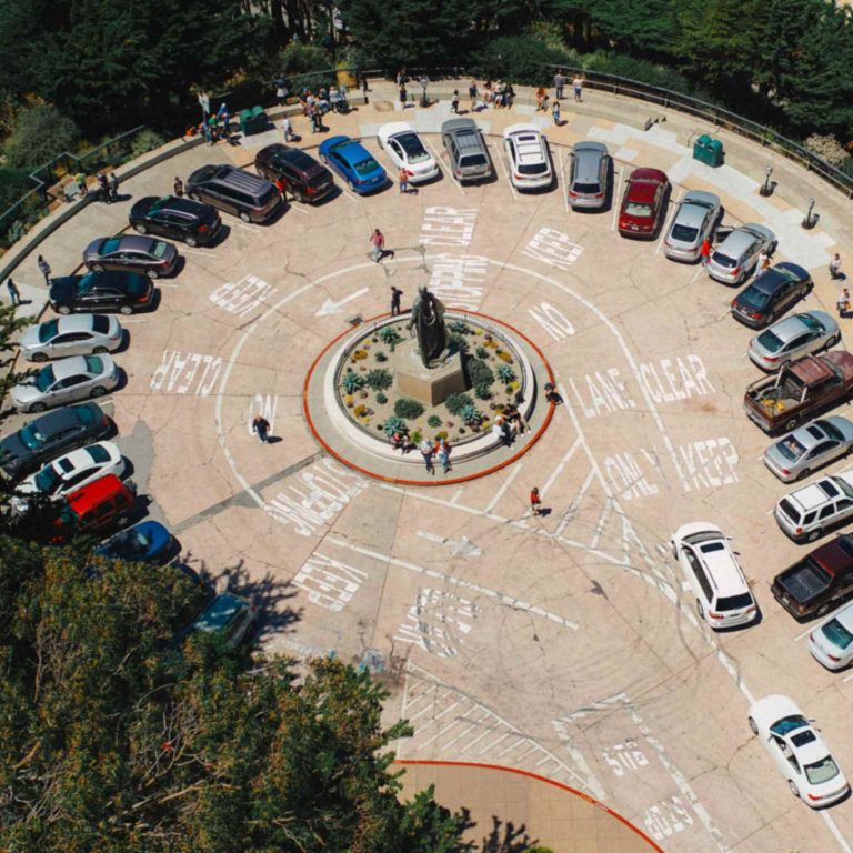 Modern automated parking system with cars parked in a well-lit facility