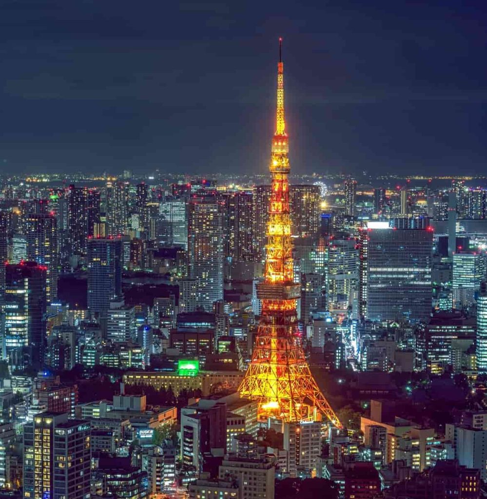 Tokyo Tower in Tokyo, Japan, representing a symbol of modern architecture